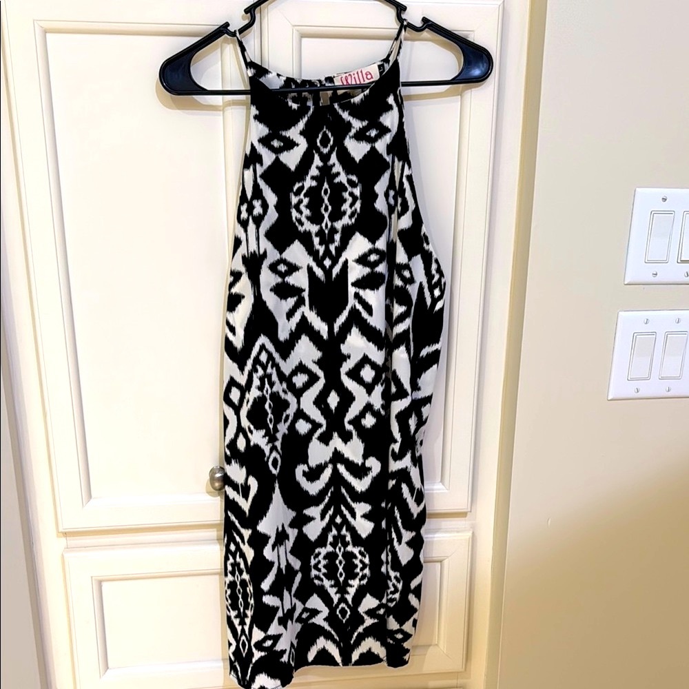 Willa Black and White Halter Dress